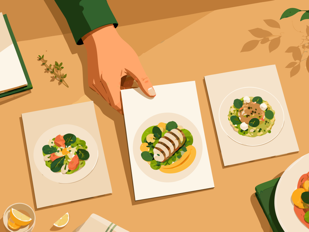 A food-service scene representing the menu as a central part of the customer's decision.