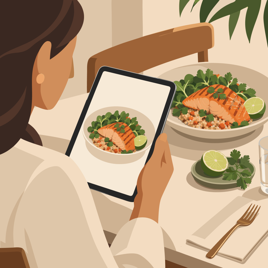 Un menú digital presenta un plato con información visual suficiente para anticipar mejor lo que se va a pedir.